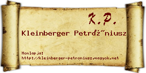Kleinberger Petróniusz névjegykártya
